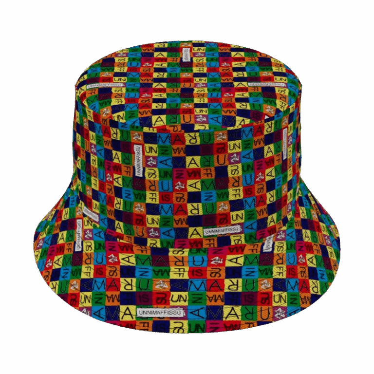 Berretto alla pescatora Unnimaffissu grafica a scacchi