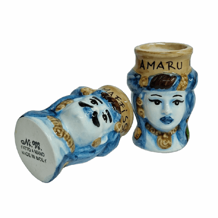Bicchiere testa di moro double face in ceramica realizzata a mano