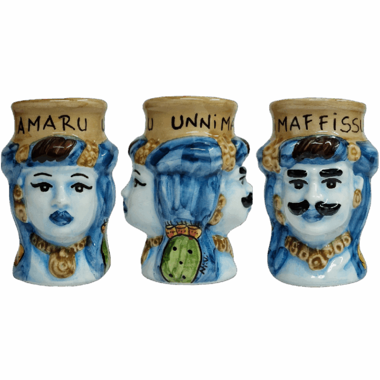 Bicchiere testa di moro double face in ceramica realizzata a mano
