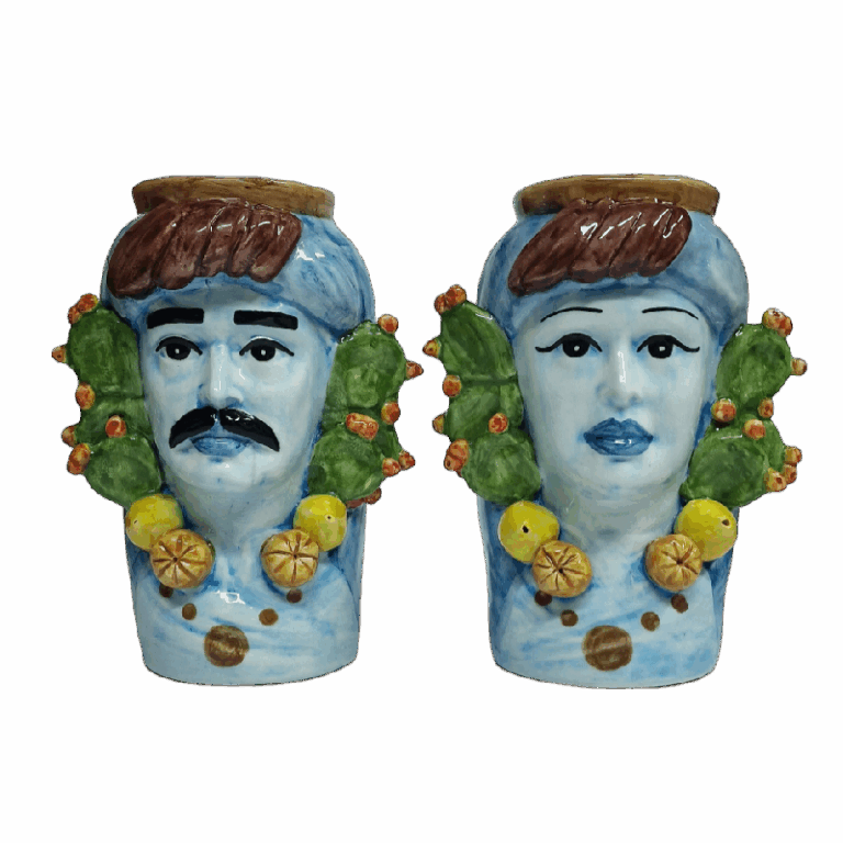 Portabottiglia testa di moro in ceramica realizzata a mano